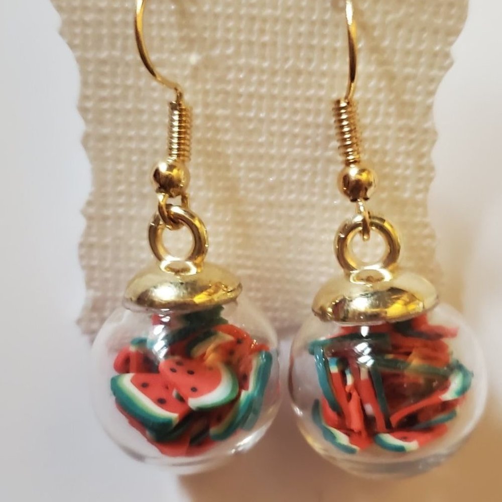 Adorable Watermelon Globe Earrings
